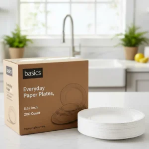 Basics Disposable Paper Plates (8.62 Inch – 200 Count)