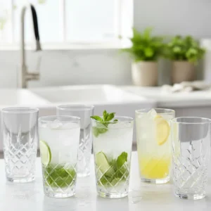 JoyJolt Faye Highball Glasses (Set of 6 – 13oz)