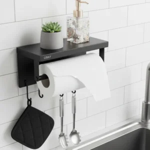 wall mount paper towel holder with shelf